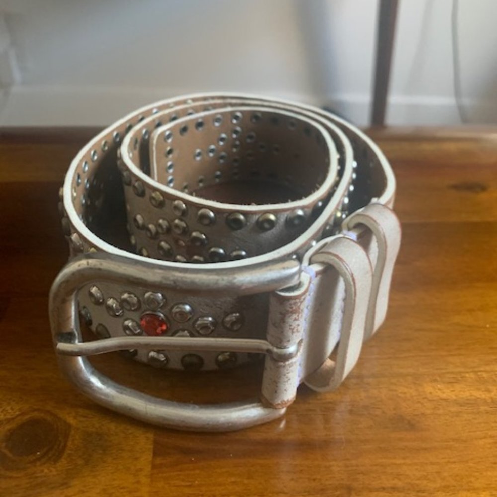 Isabel Marant White Leather Studded Belt - M